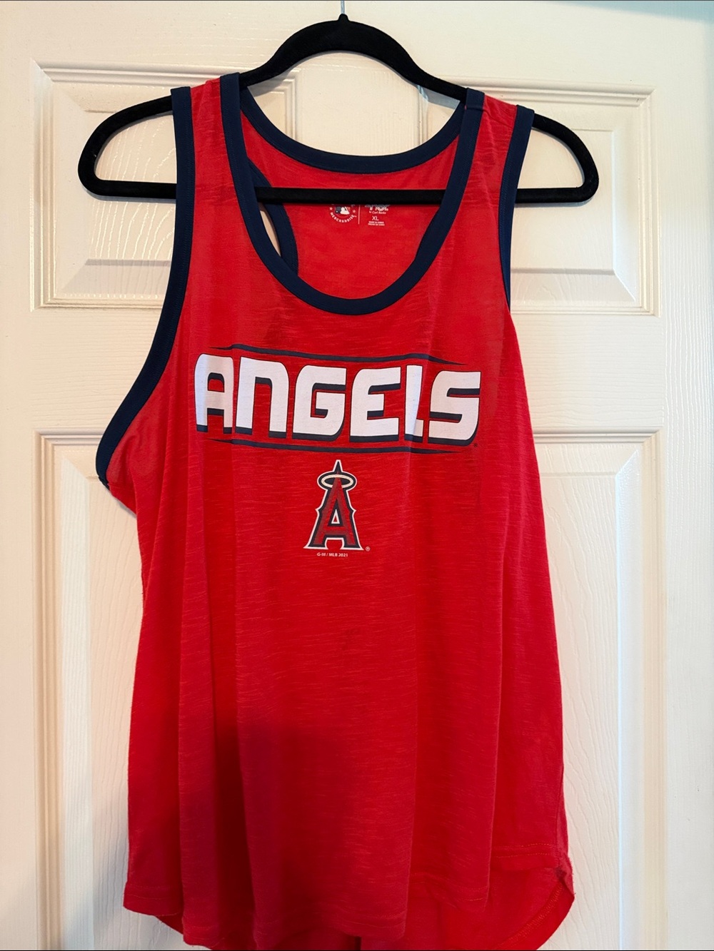 Los Angeles Angels Red Tank Top with Navy Trim